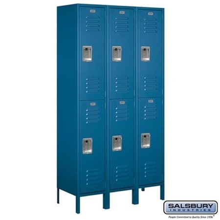 SALSBURY INDUSTRIES Salsbury 52365BL-A 45 In. W X 78 In. H X 15 In. D Double Tier Extra Wide Metal Locker Assembled In Blue 52365BL-A